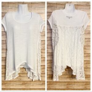 White Flowy Lace Back Top by Almost Famous Y2K
